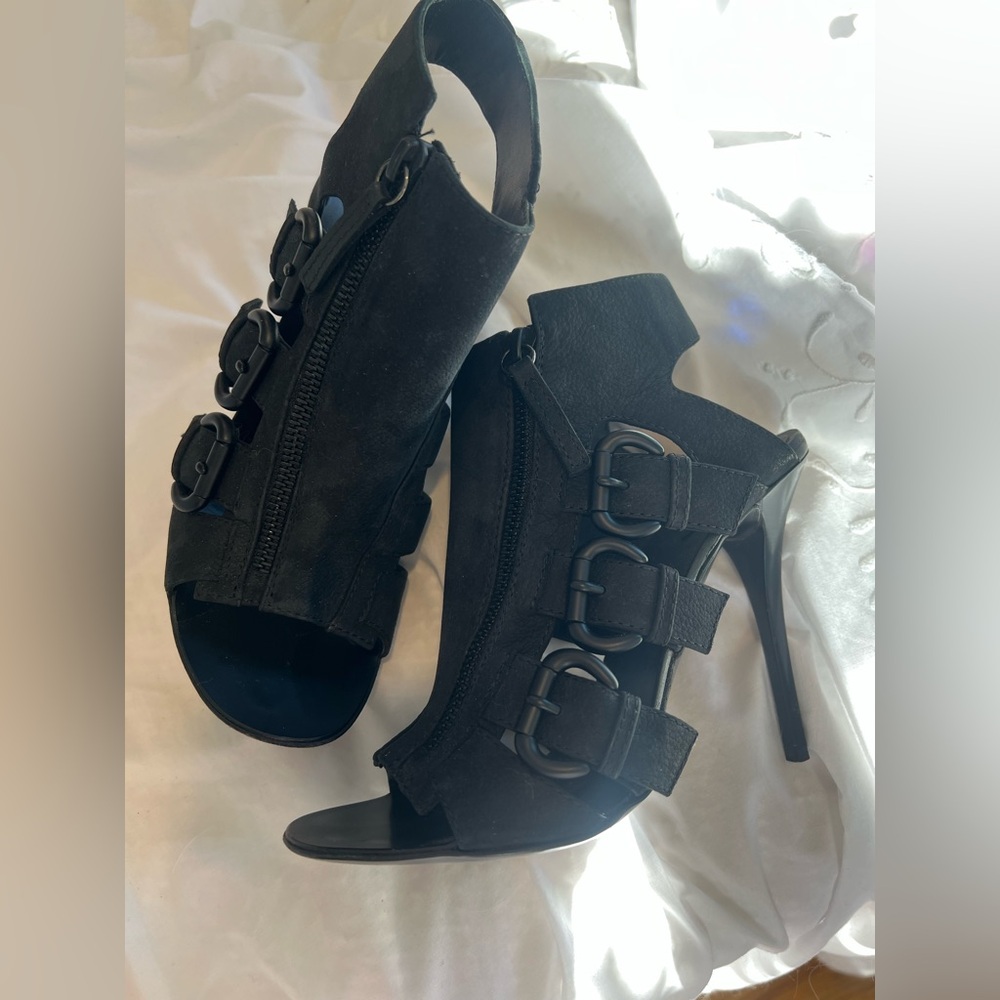 Giuseppe Zanotti Black Leather heels boots soft soft real leather GORGEOUS SEXY!